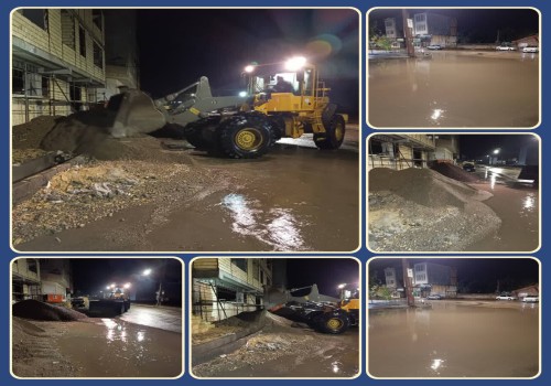 خادمان شهر و تلاش بی‌وقفه در زیر بارش باران + فیلم